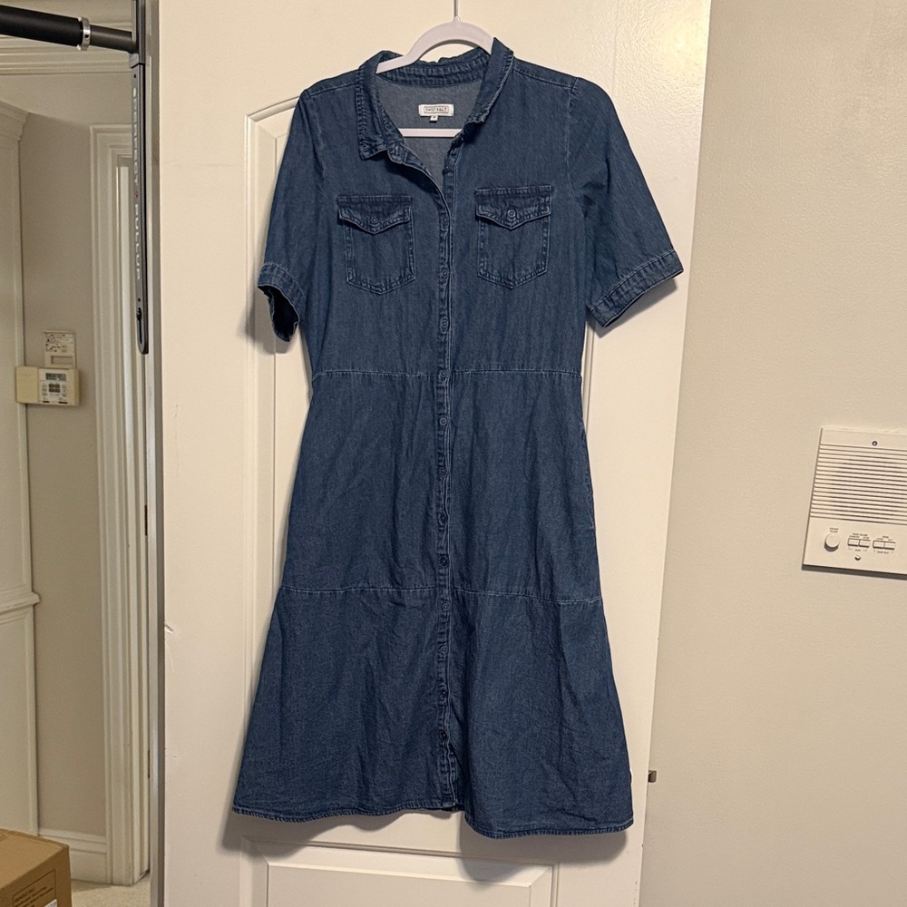 Casual Blue Denim Midi Dress